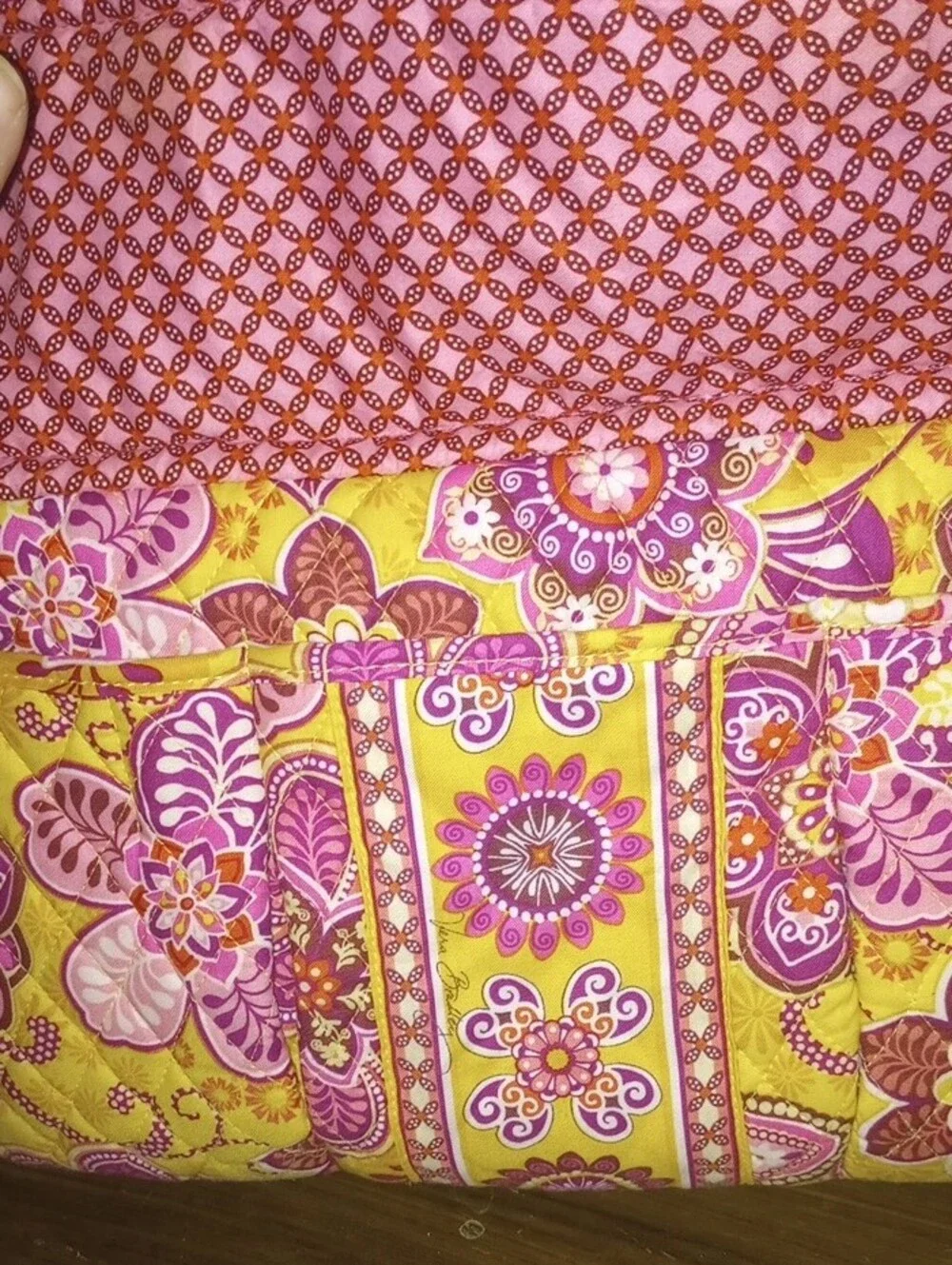 Vera Bradley Diaper Bag Quilted Yellow & Pink Floral With Matching Wallet